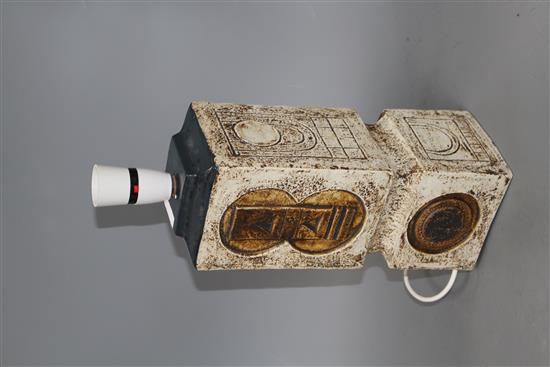 A Troika double lamp base, by Roland Bence, c.1972, height excluding fitting 31cm